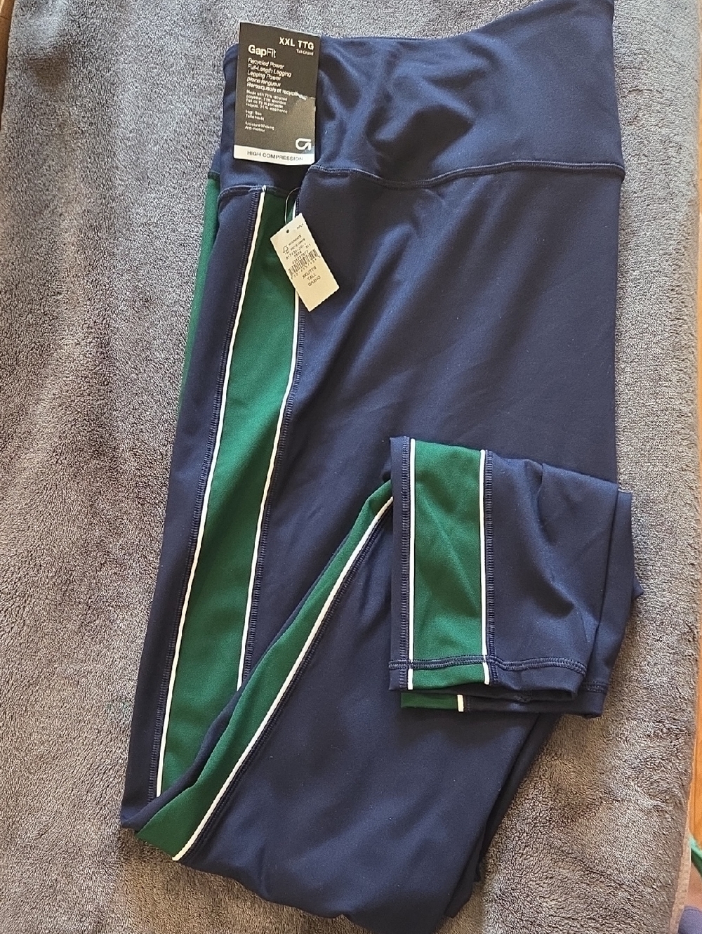 GAP Navy Leggings with Green Stripe